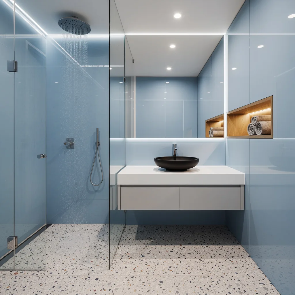 Boutique Blue—Glass Walls, Rain Showers, Hotel Flex