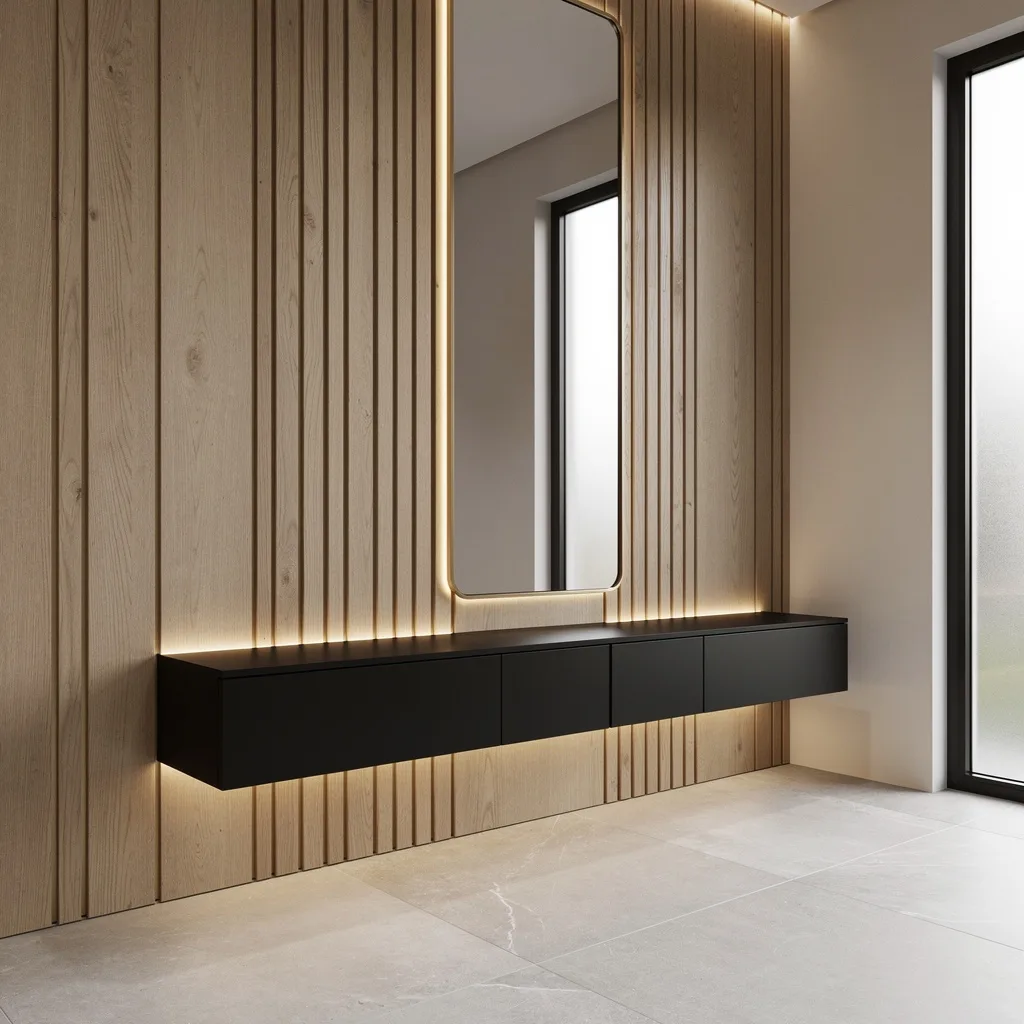 Go Vertical with Wood Slats and Bronze—Not Your Dorm Room