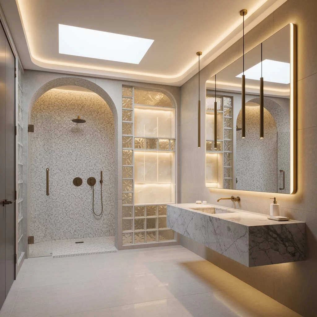 Oasis Vibes: Skylit Alcove & Burnished Steel Pendants