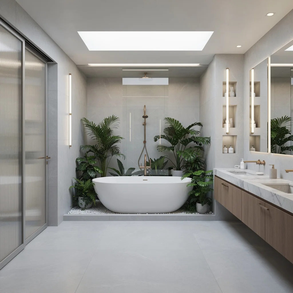 Chill With Icy Gray Porcelain and Plants: Minimalist, Not Miserable