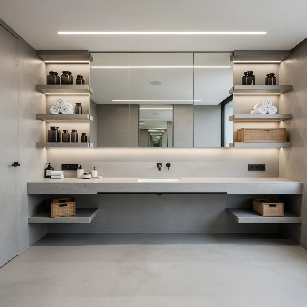 Concrete All the Way: Cantilevered Shelving Flex