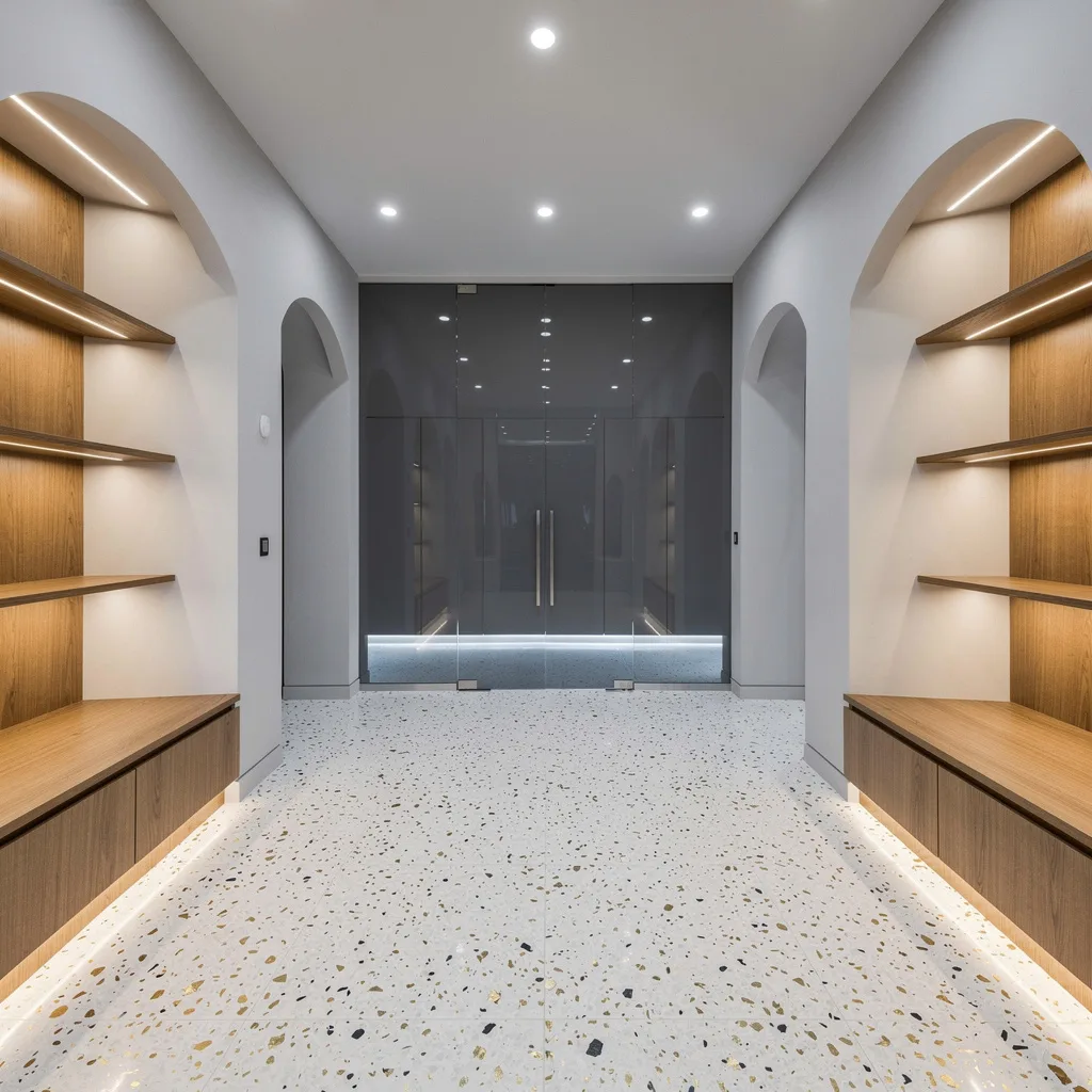 Terrazzo Cool: Gold Flecks and Alcove LED Wizardry
