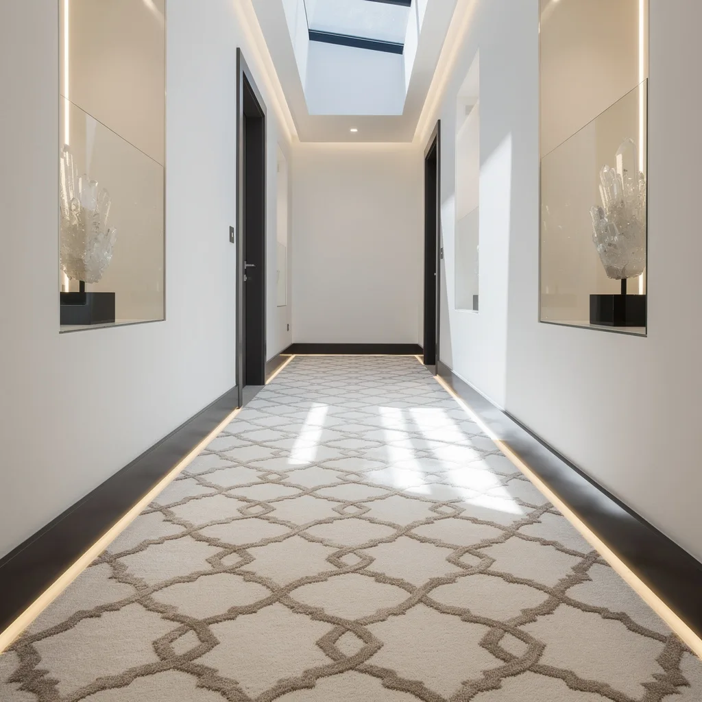 Lattice Luxe—Ivory Carpet With Taupe Details Is Instant Chic