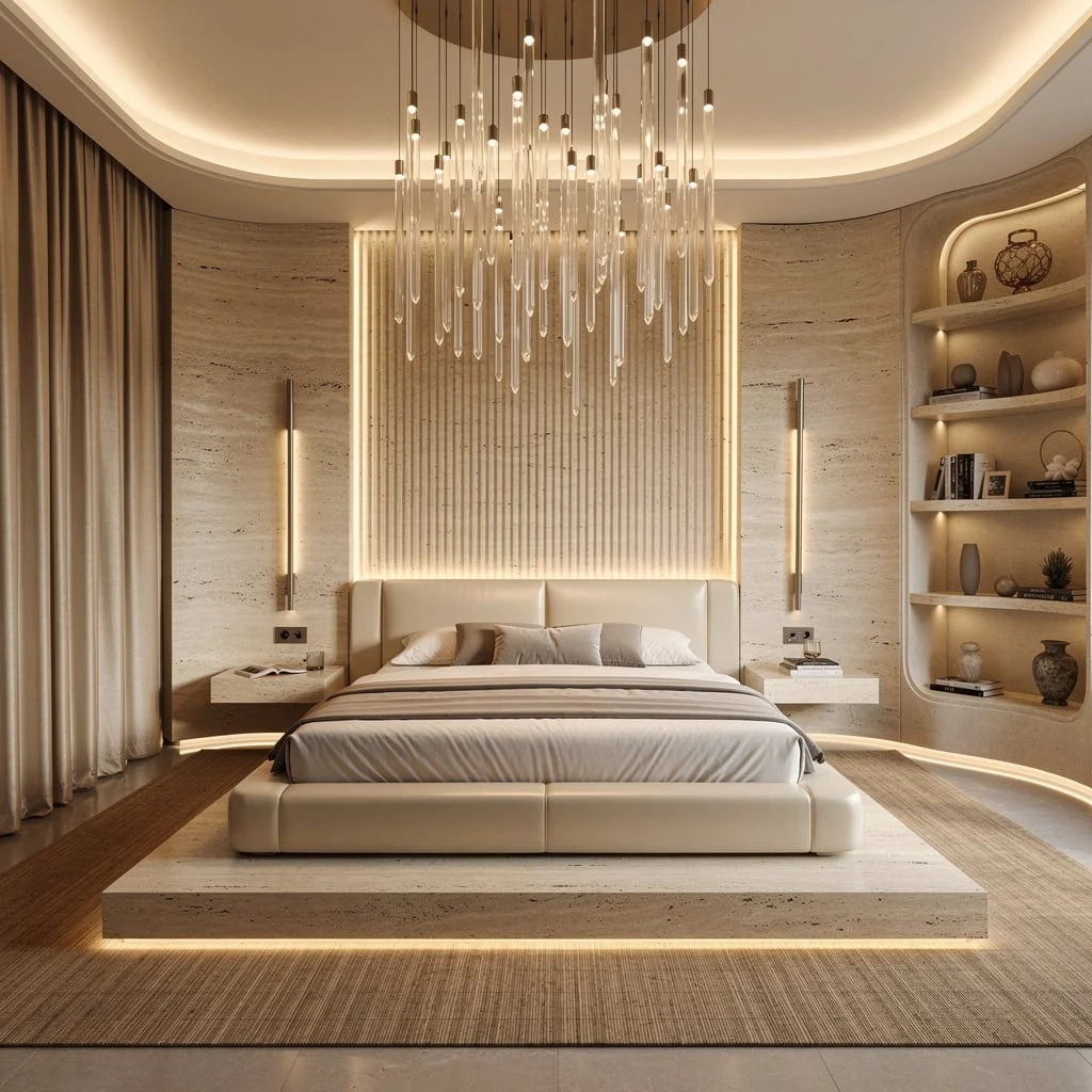 Maximum Luxe: Blown-Glass Pendants with Travertine Backlighting