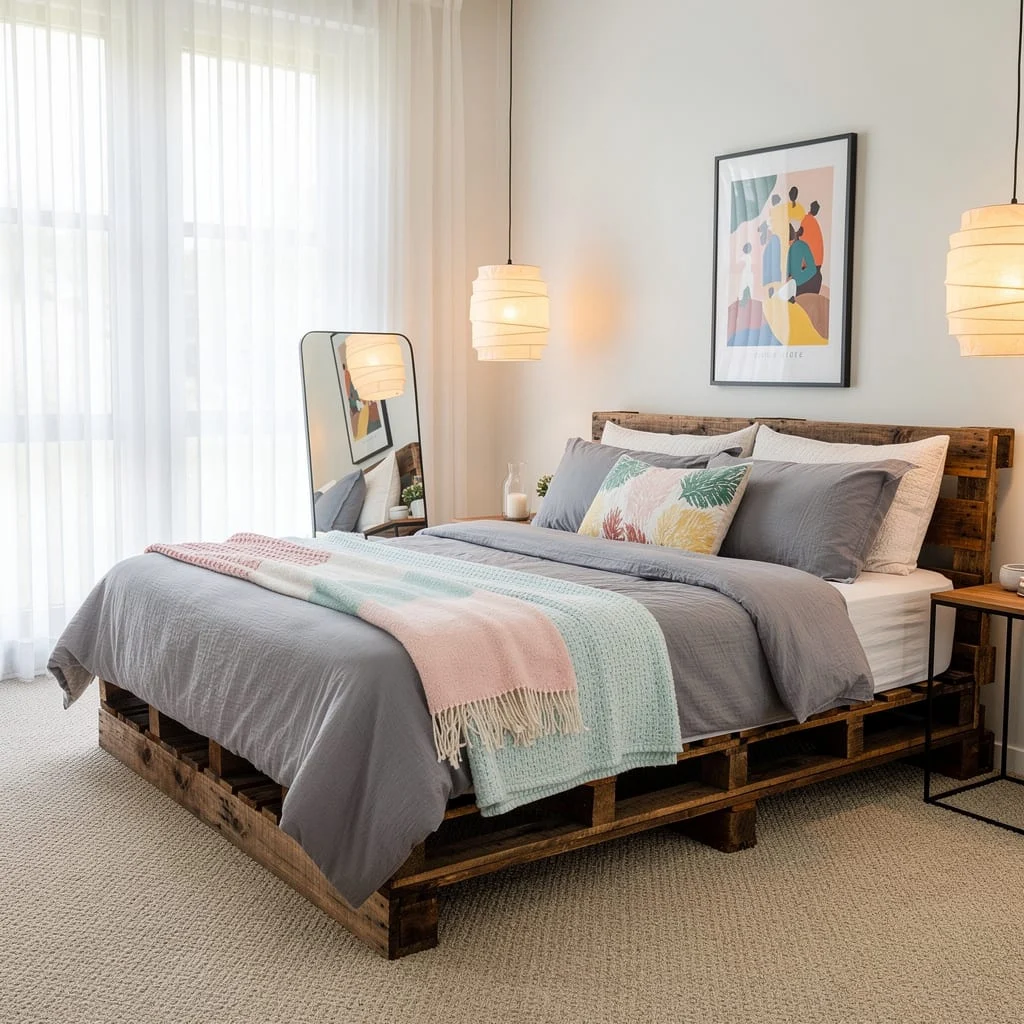 White Sheers, Pallet Frames: Chill for Cheap