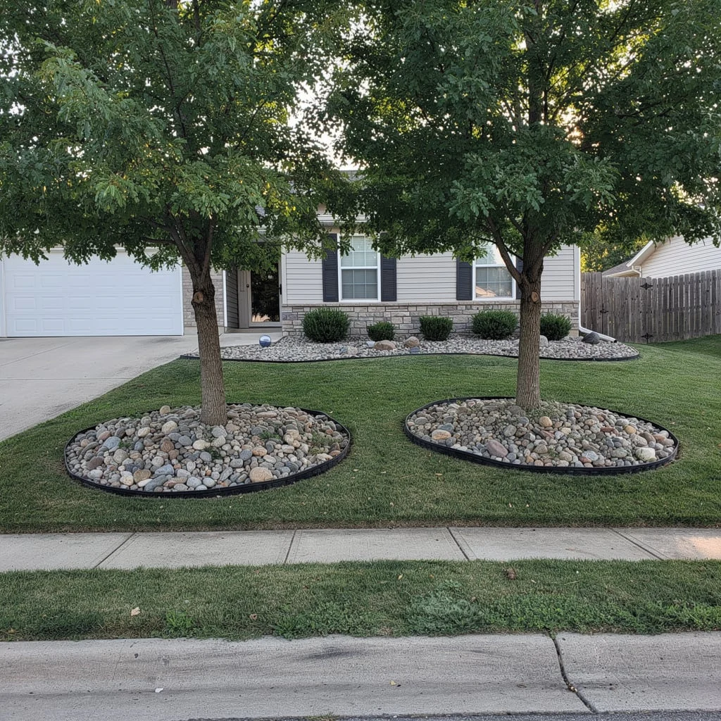The Rock-Ringed Tree Circles on a Lawn