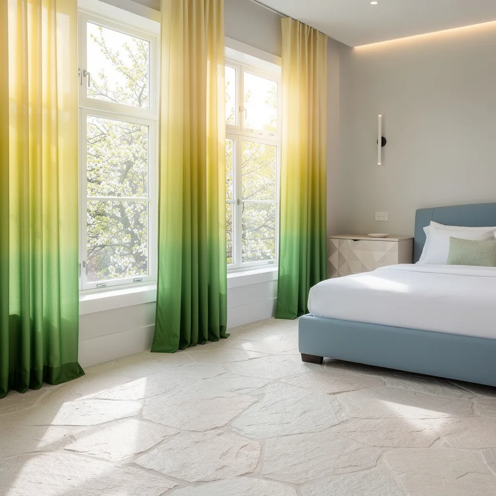 Ombré Curtains: Lemon to Garden Green Gradient (Cheer Included)