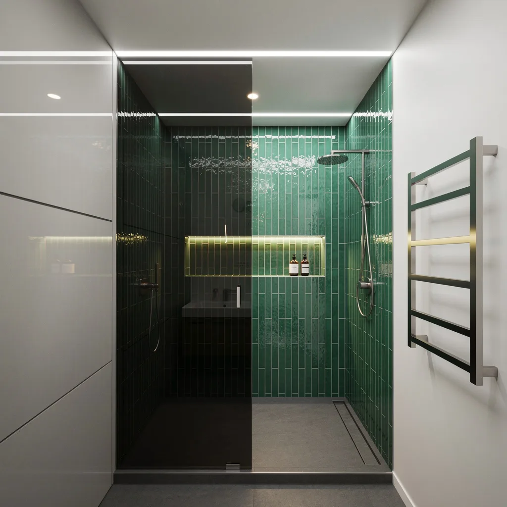 Smoked Lexan Futurism: Zellige, Charcoal, and Silver Accents