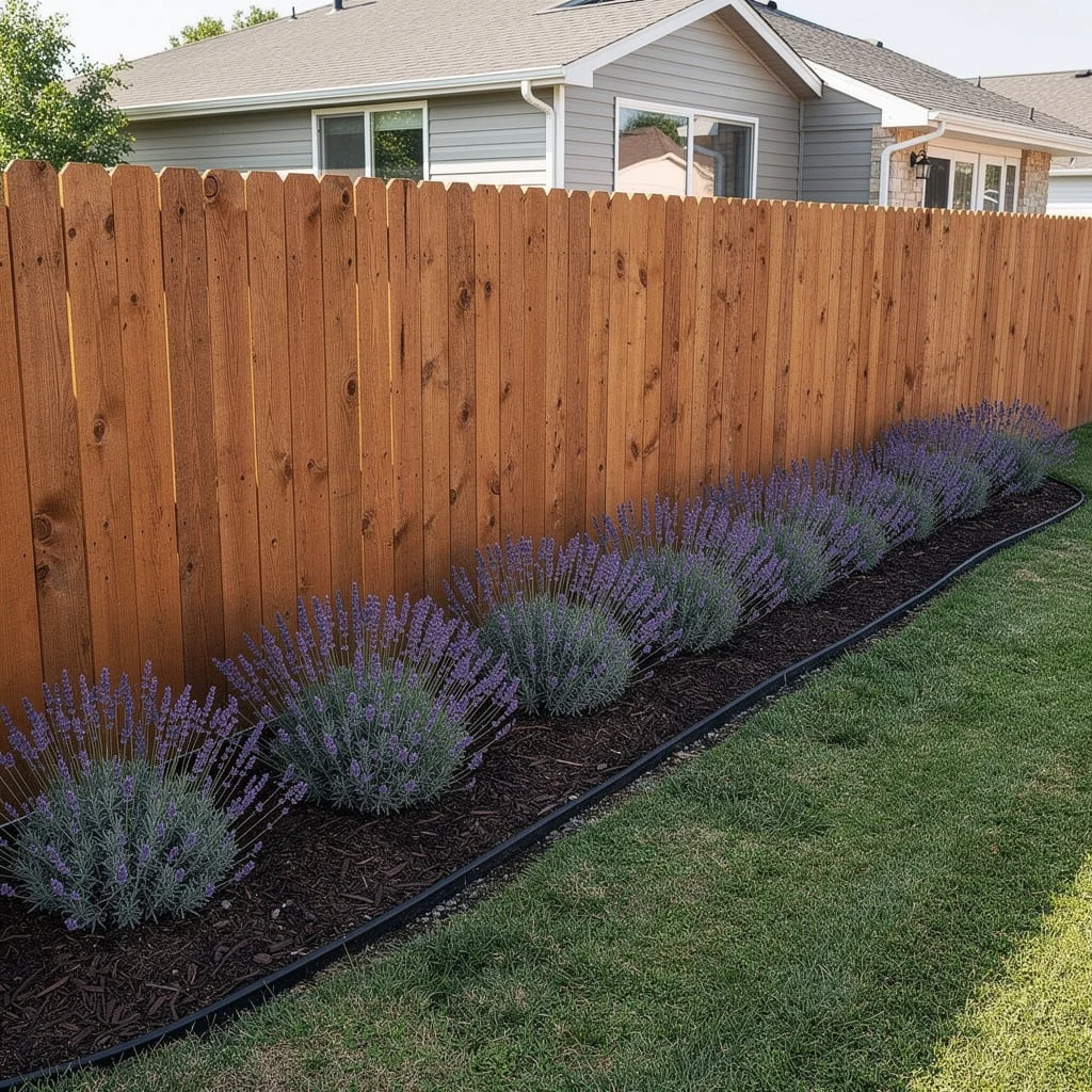The Cedar Fence with Lavender Line