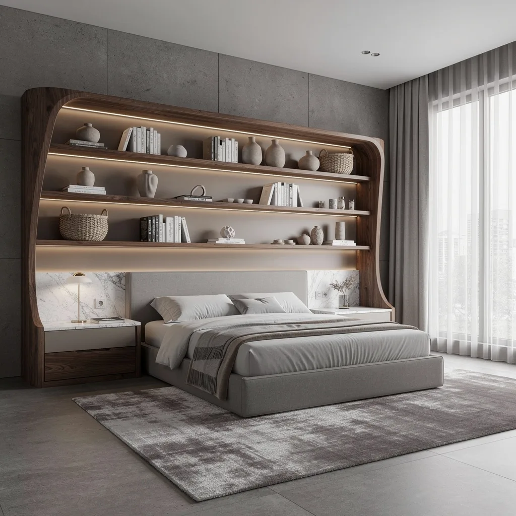 Wraparound Walnut + Marble Shelving: The Ultimate Designer Hack