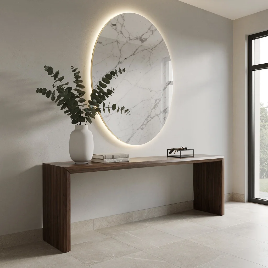 Go Big With Backlit Marble and Walnut—No More Basic