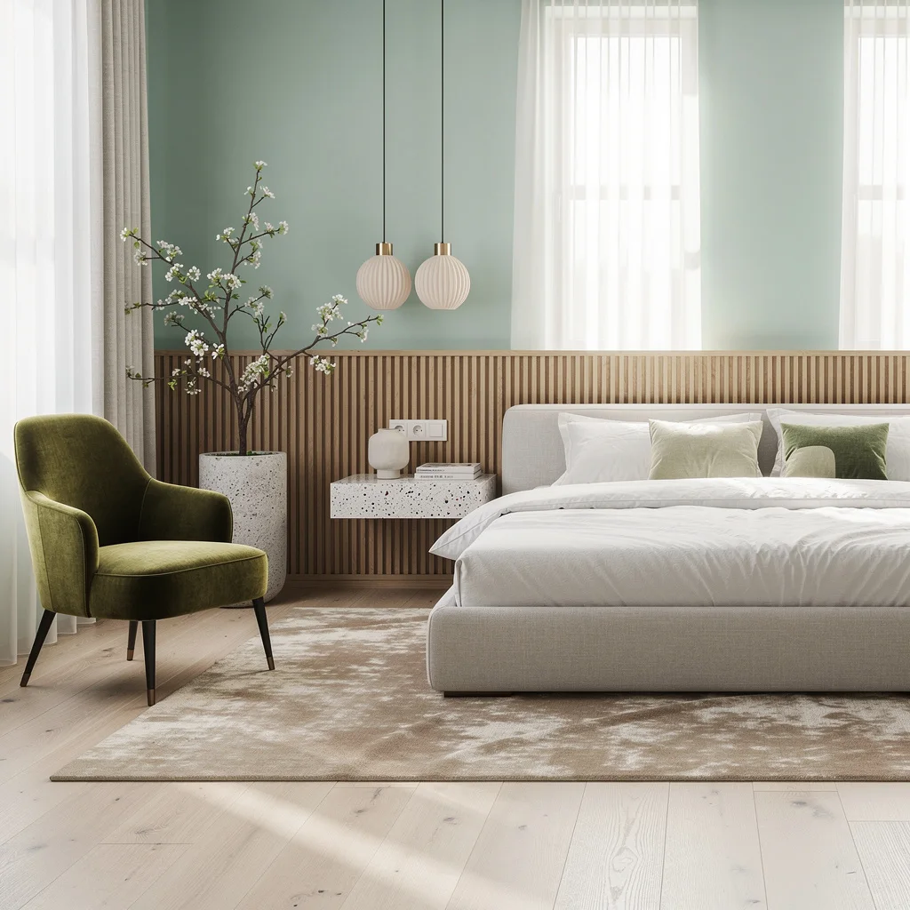 Slat Attack: Mint Walls + Silk Rug Chill