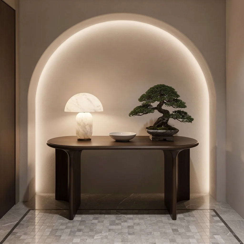 Dark Walnut & Arched Plaster: Transitional Is Hot Again, Sorry