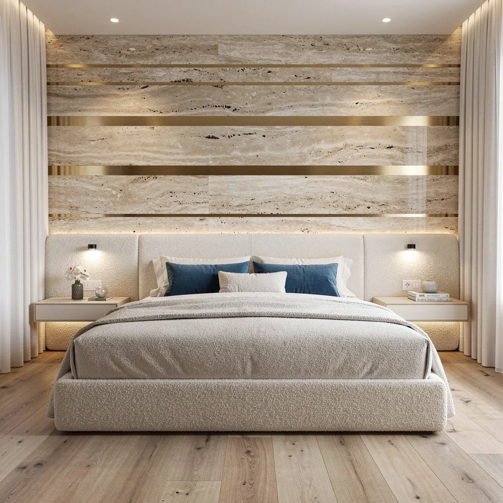 Travertine & Brass Strips: Stone Statement, No Italian Villa Cringe