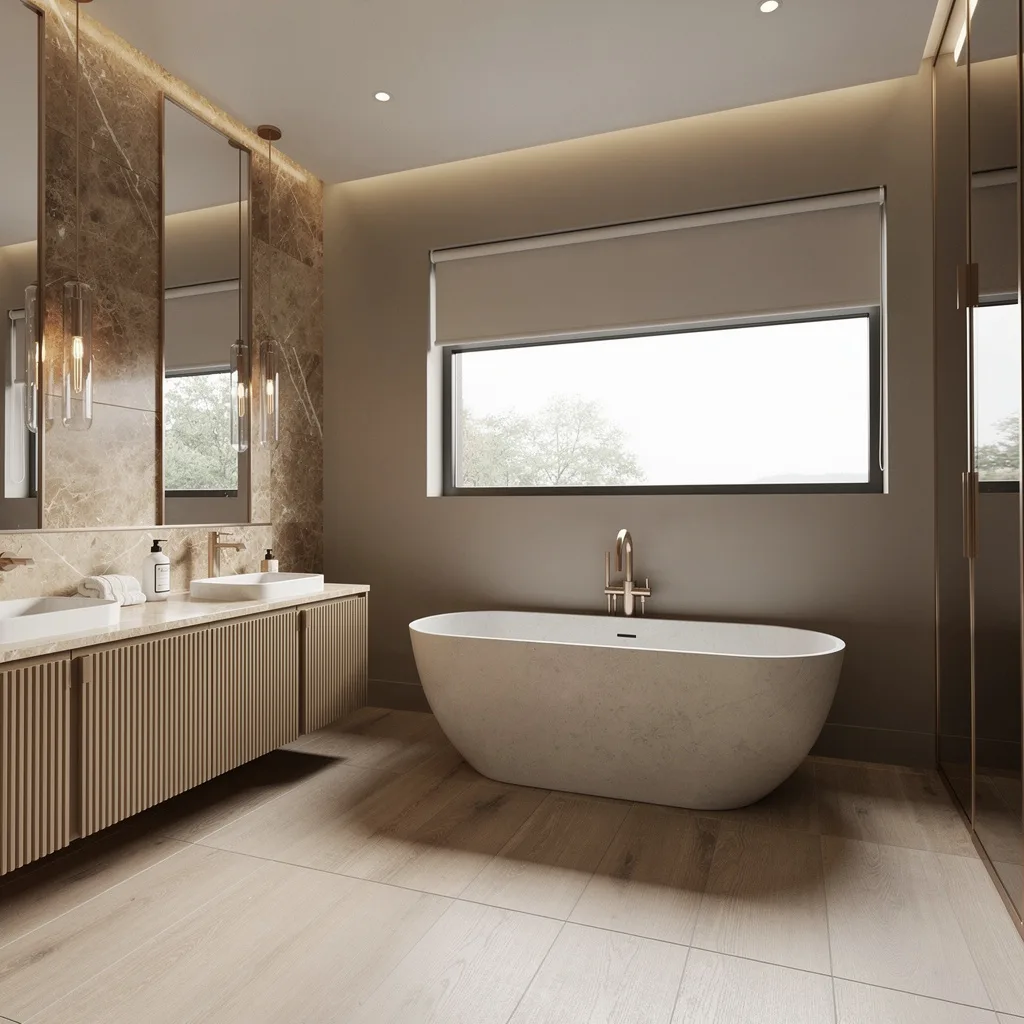 Caramel Comfort: Greige, Oak & Champagne Gold