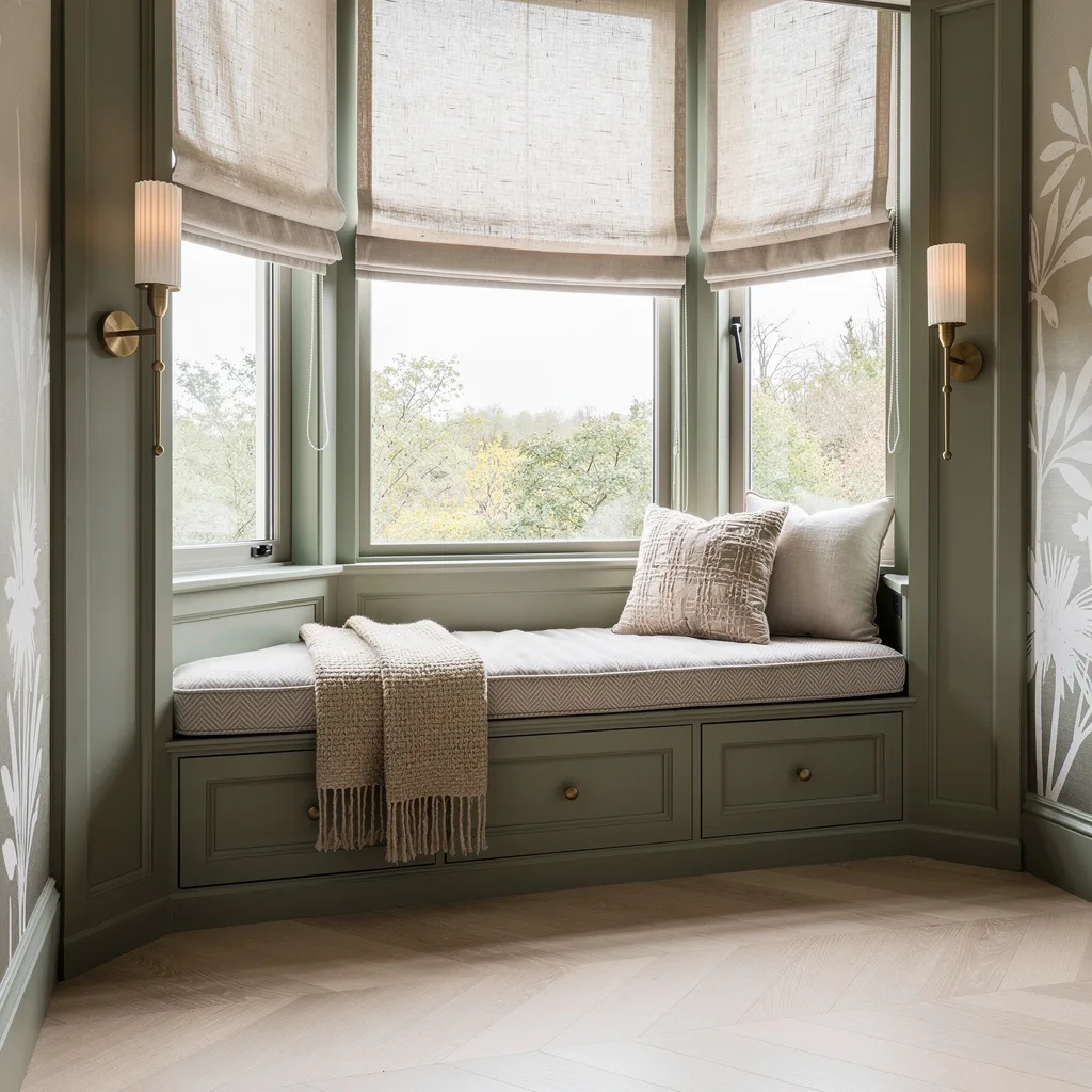 Bay Window Nook: Sage Millwork and Calm Mural Flex