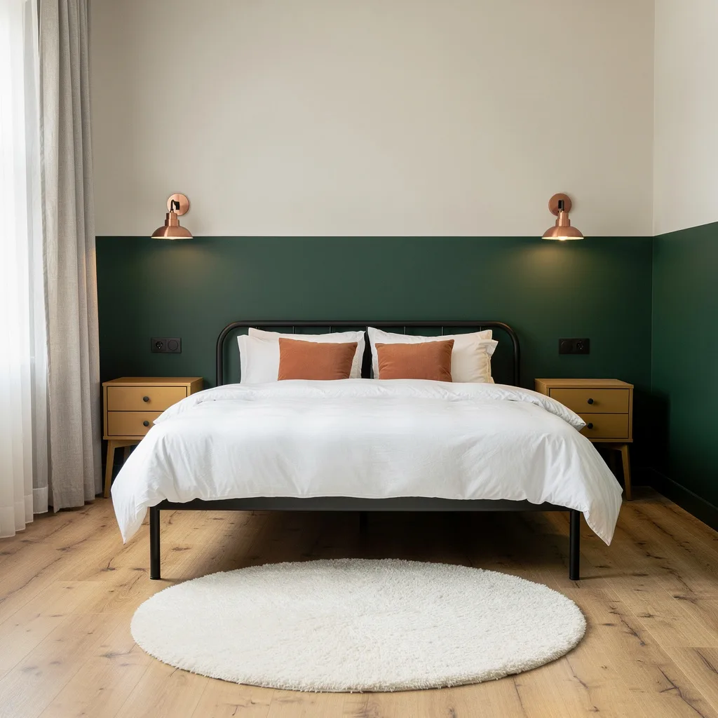 Half-Painted Forest Green Walls: Minimalist but Not Boring