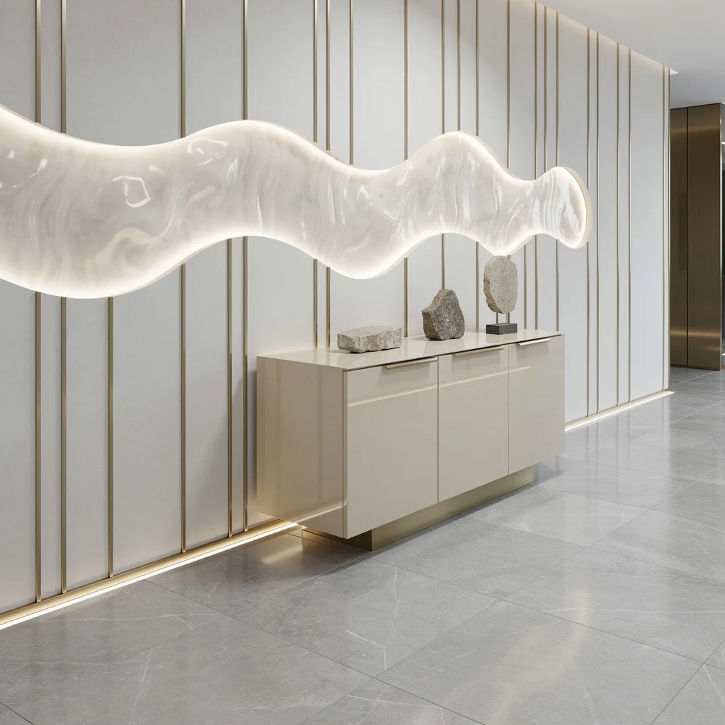 Ripples and Brass: Futurist Waves Meet Artifact Display