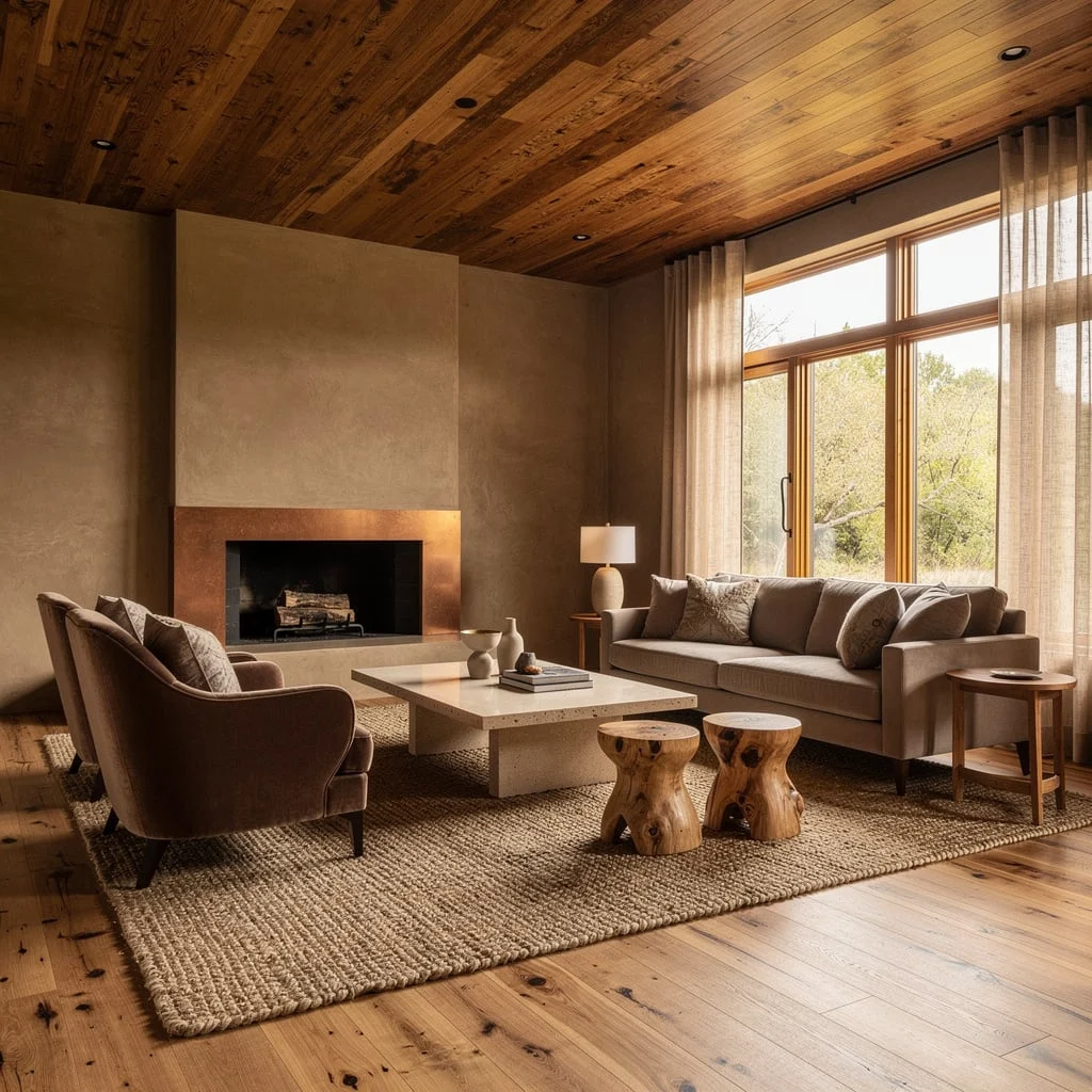 Warm Taupe Venetian Plaster and Copper: Earthy Harmony