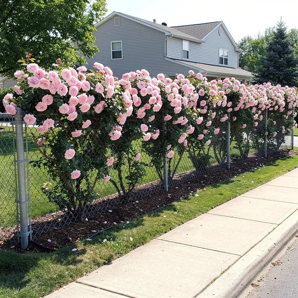 The Chain Link Fence Disguised by Climbing Roses