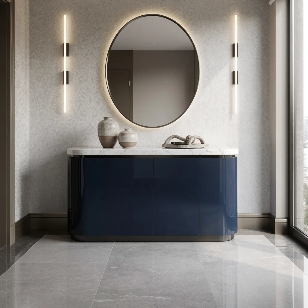 Midnight Blue Console With Carrara Marble—Go Full Drama Queen