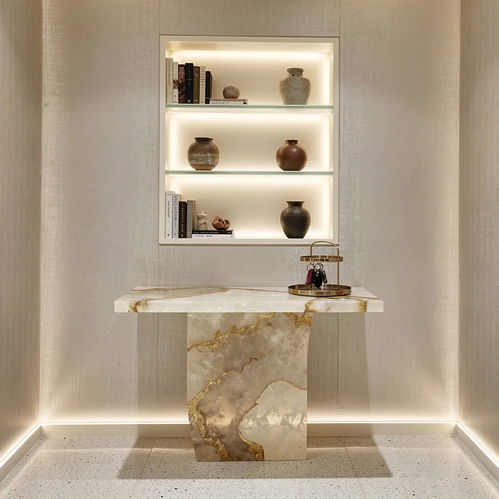 Resin Console + Gold Swirl = Glam Slam