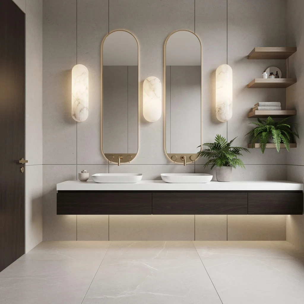 Wenge Wows: Minimal Floating Vanity, White Counter