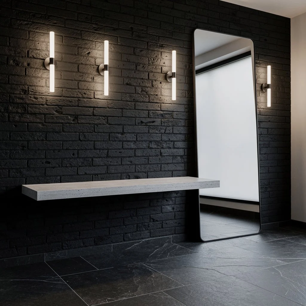 Charcoal Reclaimed Brick—Moody Entry, Modern Power