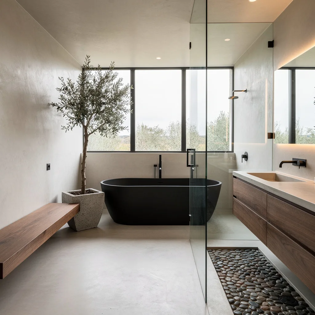 Microcement & Black Resin: Channel Japan, Not a Mall Spa