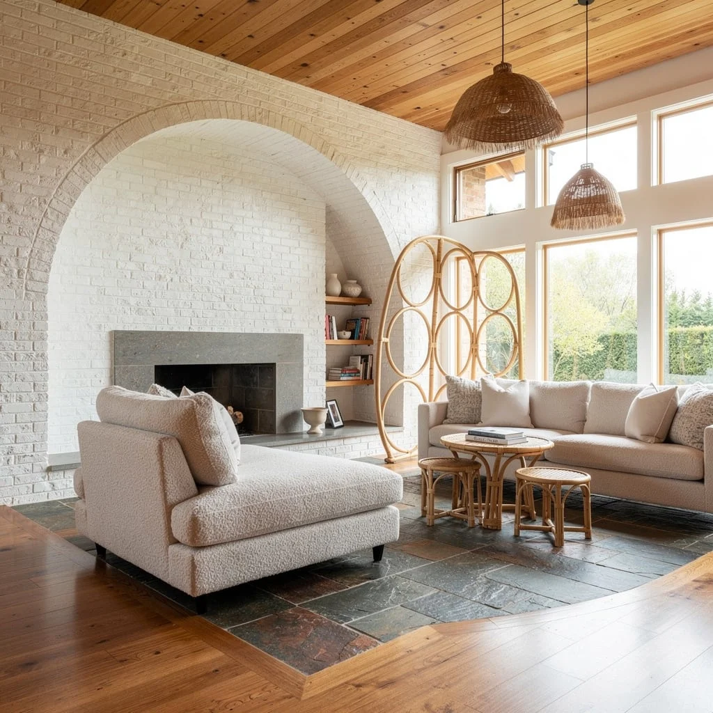 Whitewashed Brick and Cedar Slats: Cottage With Drama