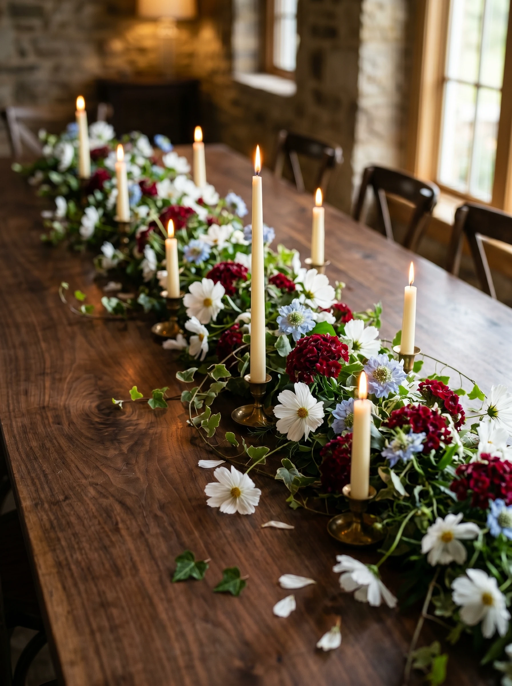 Walnut Table Flower Runner