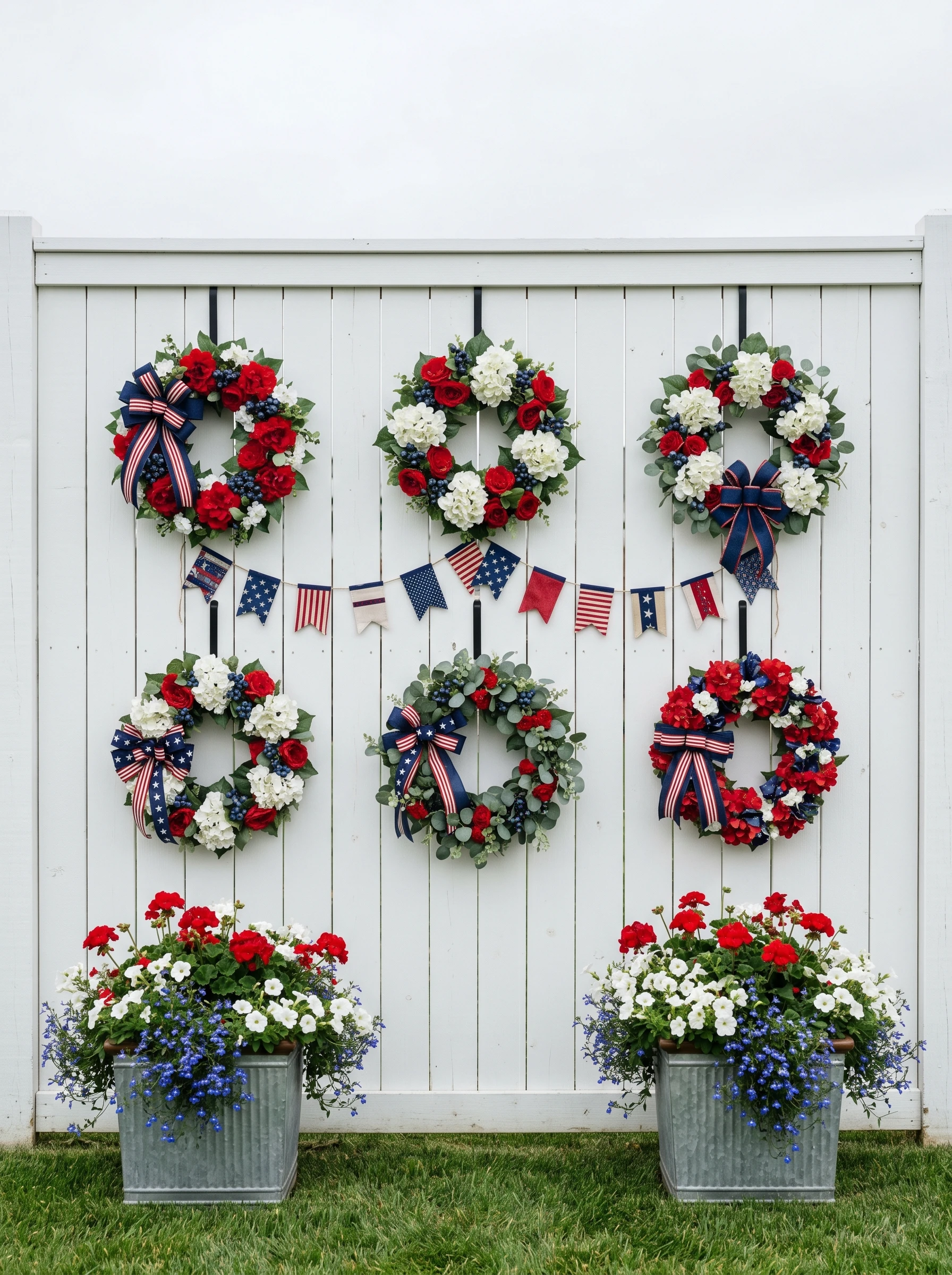 Six-Wreath Fence Display