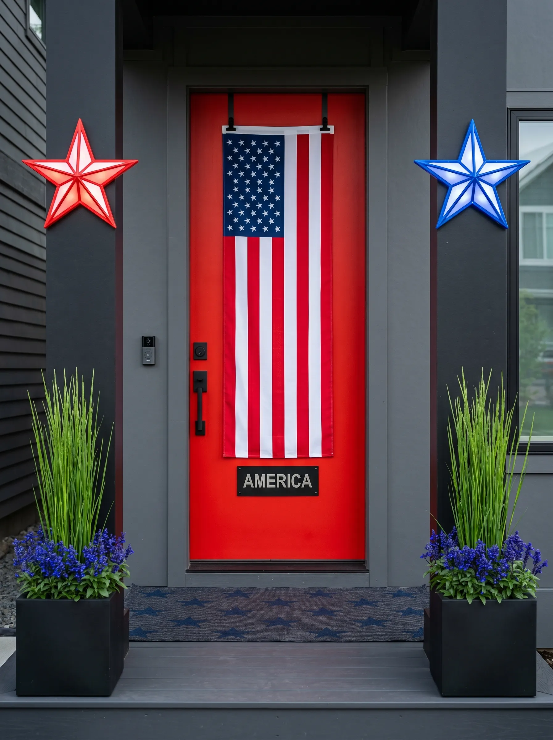 The Red Door Minimalist Modern Porch