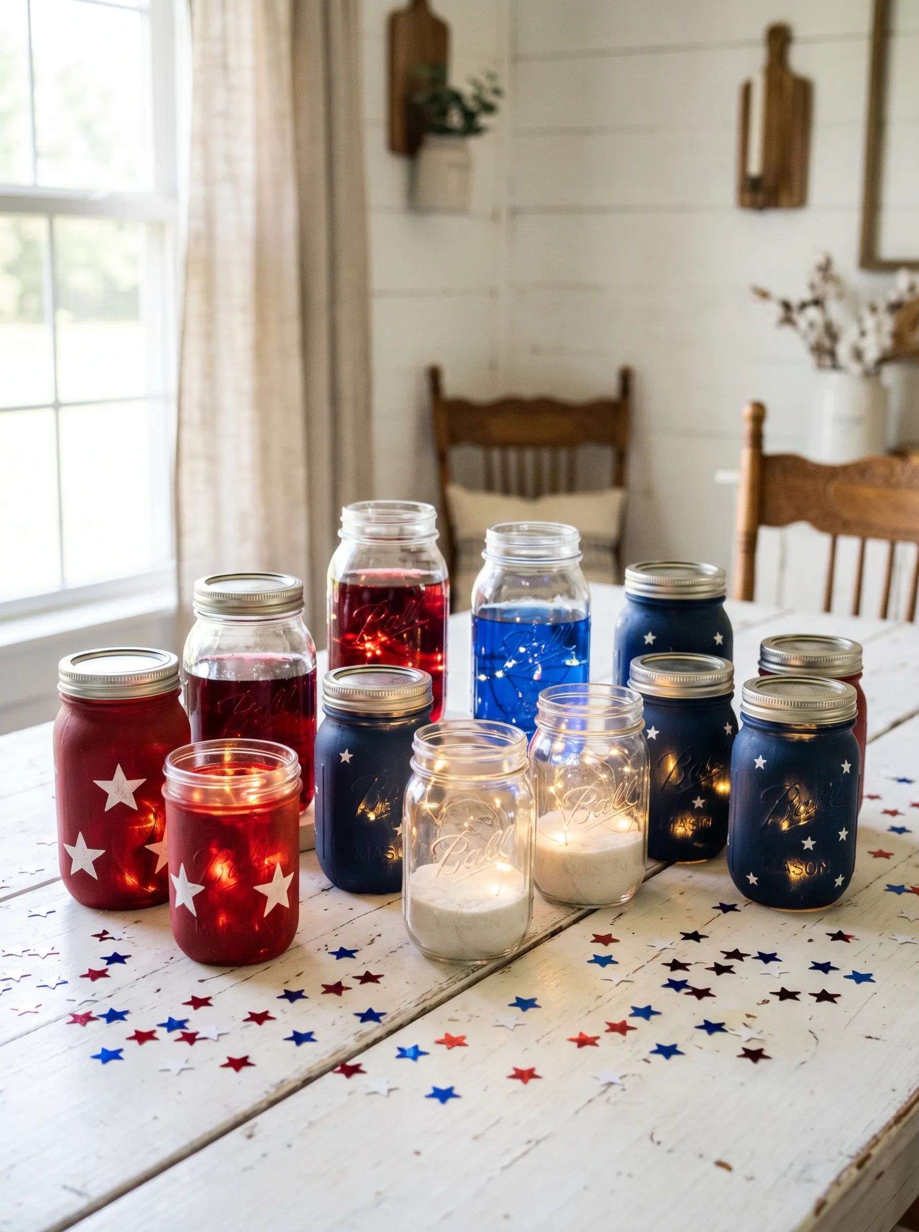 The Painted Mason Jar Lantern Cluster