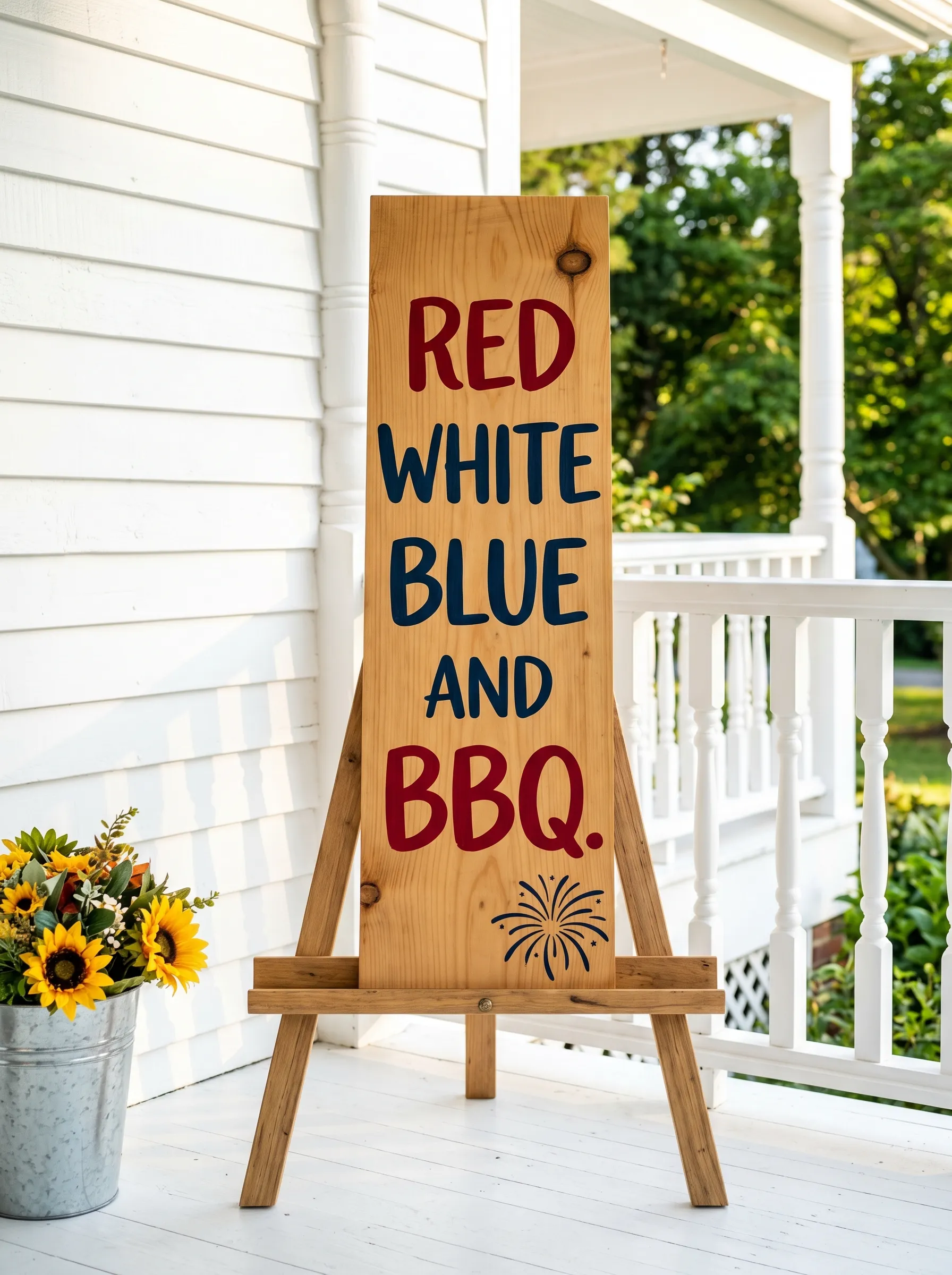 The Cedar Board on Easel with Two-Colour Lettering