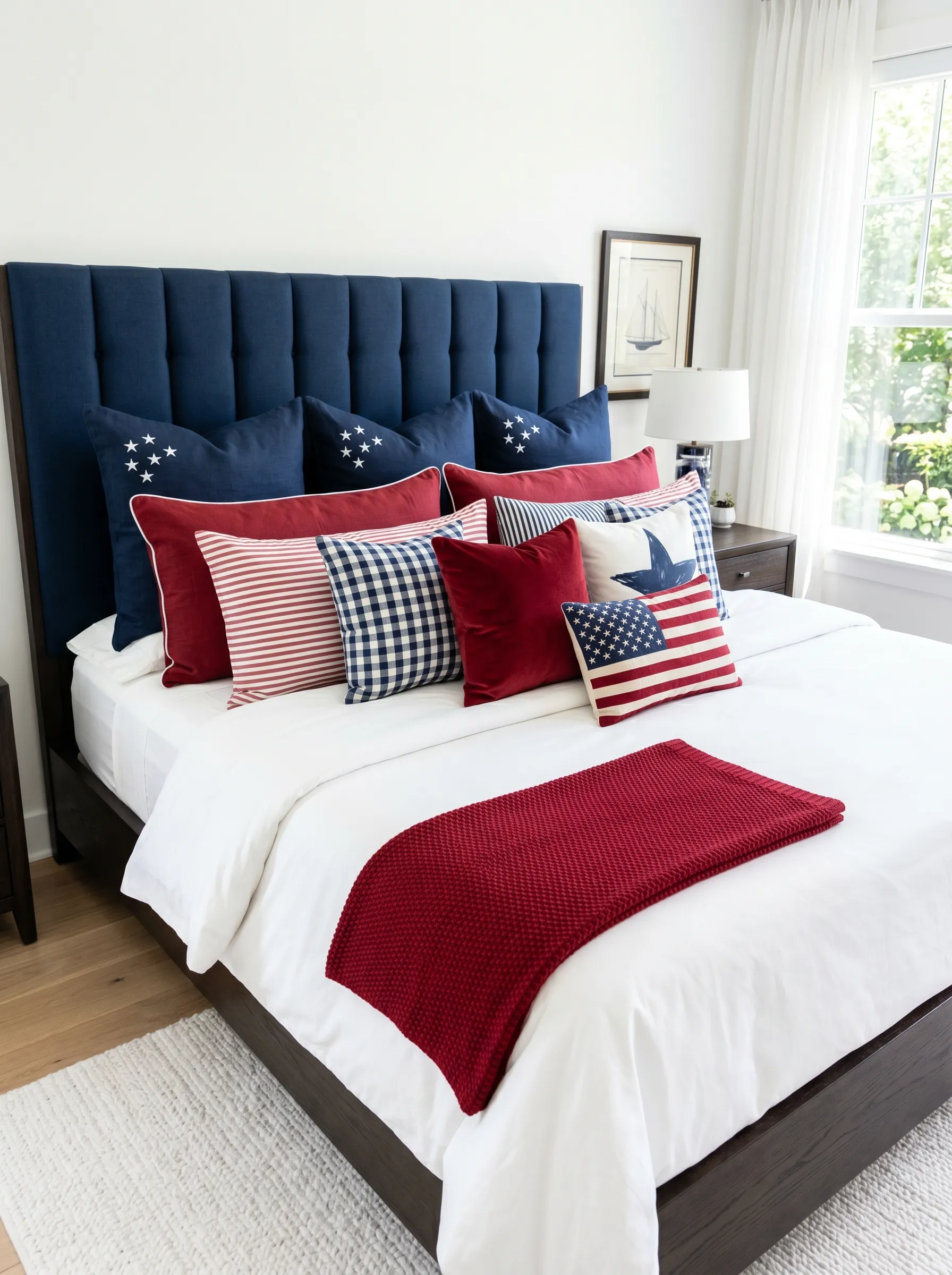 Tufted Navy Headboard Pillow Study