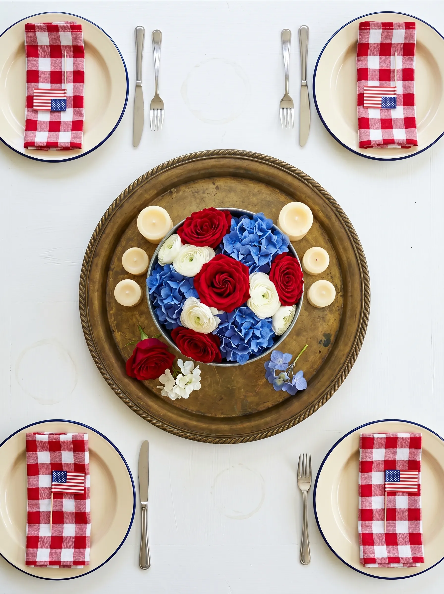The Brass Tray Overhead Tablescape With Floating Florals