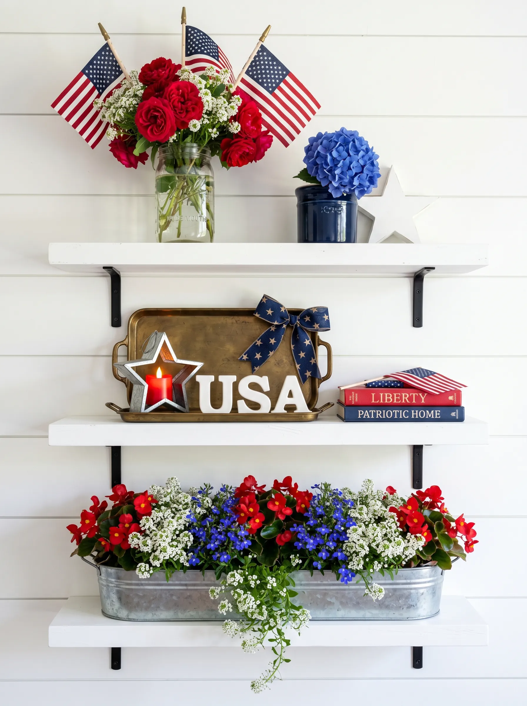 White Shiplap Floating Shelves