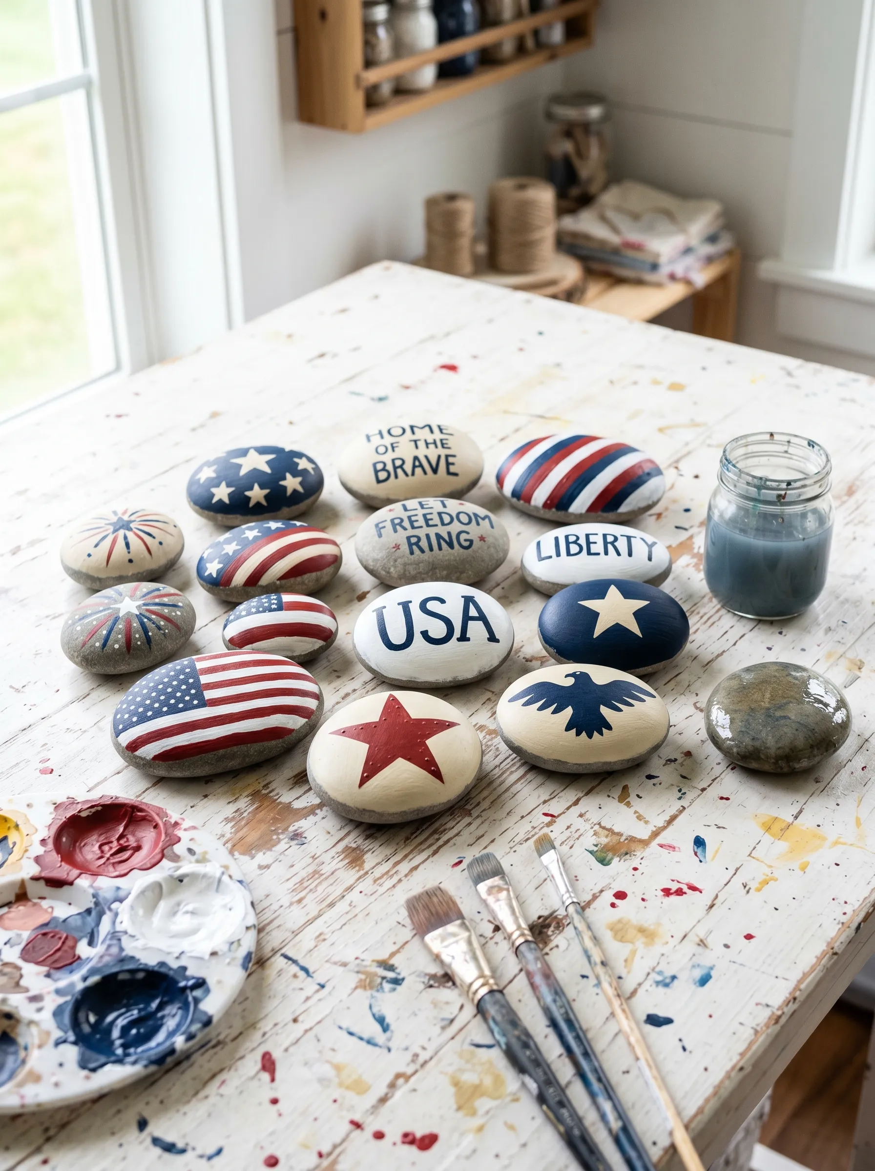 The Patriotic Painted Garden Rocks