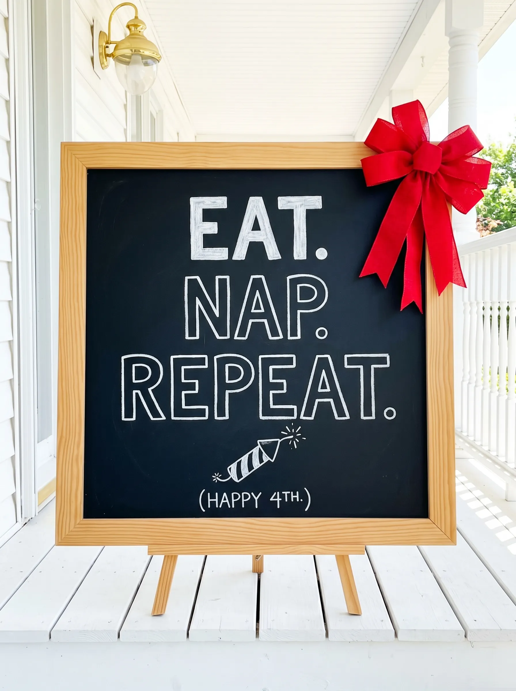The Chalkboard Easel Sign with a Single Big Bow