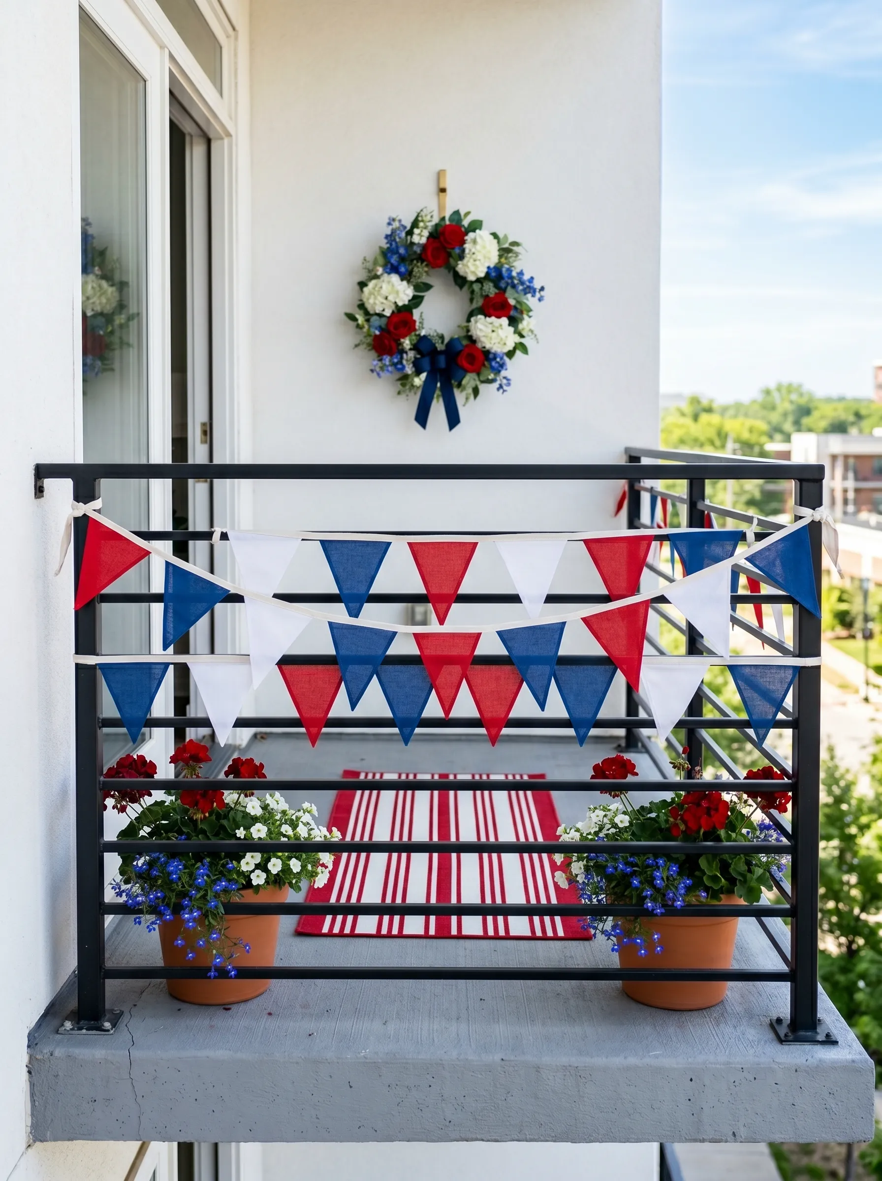 The Minimal Balcony with Double-Run Pennant Bunting