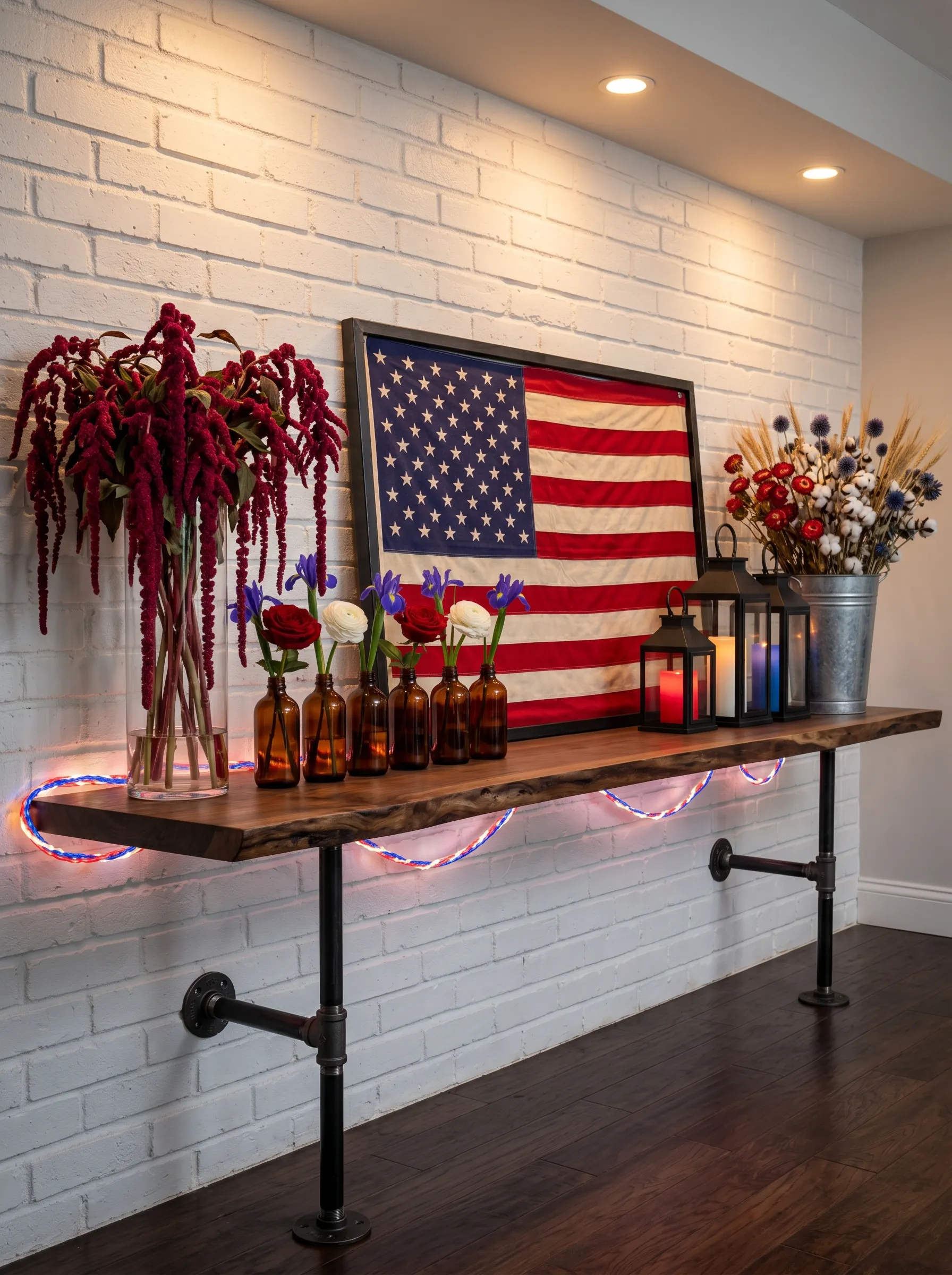 White Brick Industrial Console