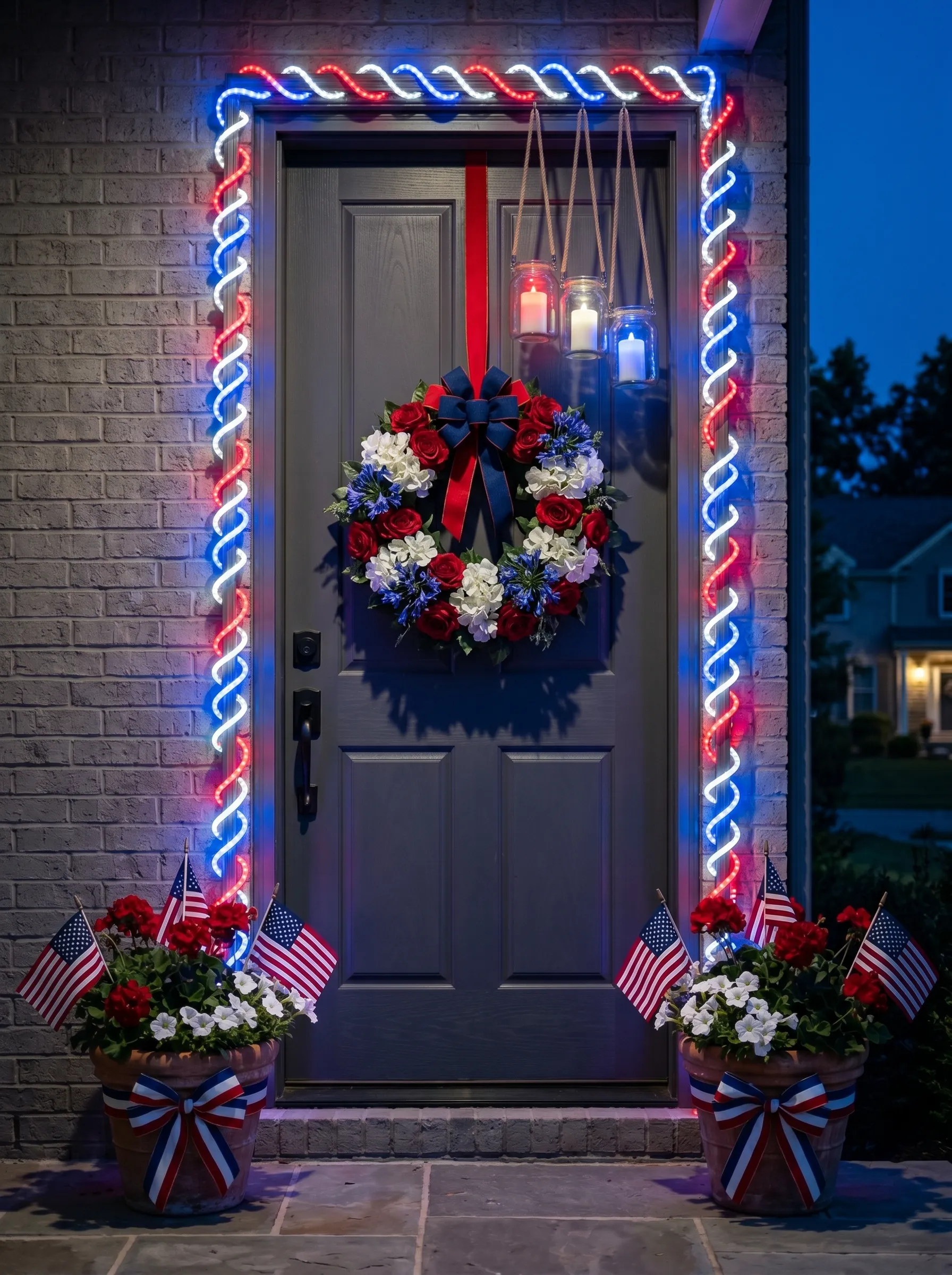 LED Rope Light Door Frame at Night