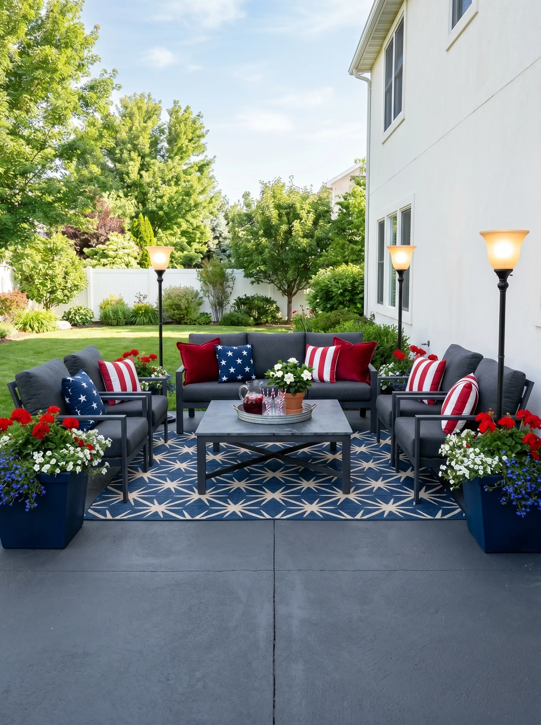 The Charcoal Patio Seating Area That Let the Pillows Do the Talking