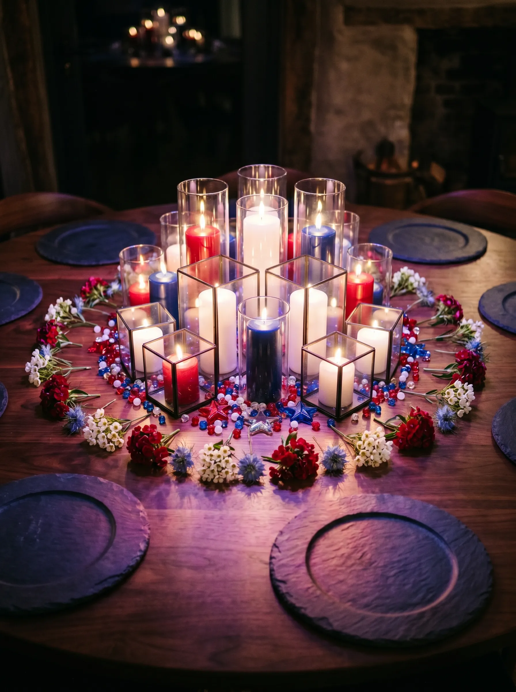 The Hurricane Glass and Geometric Terrarium Candle Cluster