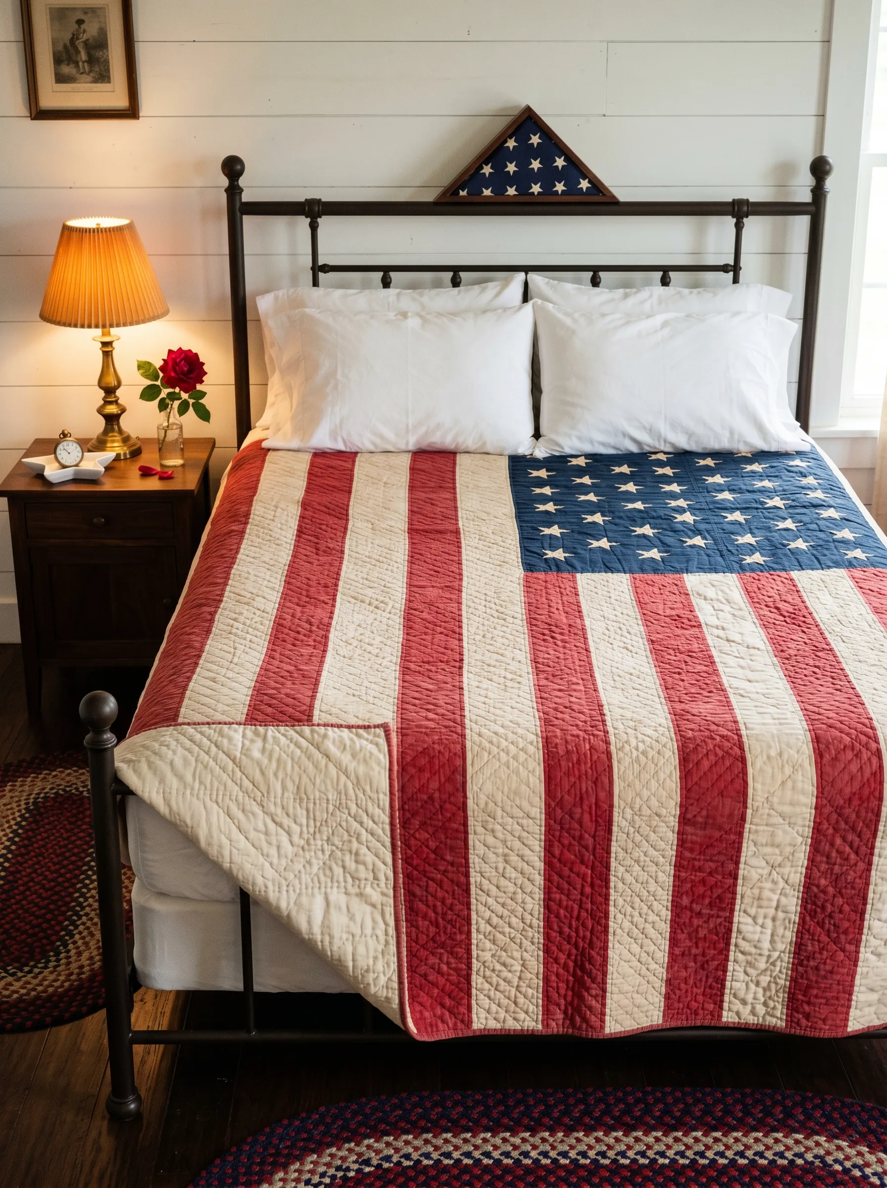 The Flag Quilt Bedroom with Folded Honor Case