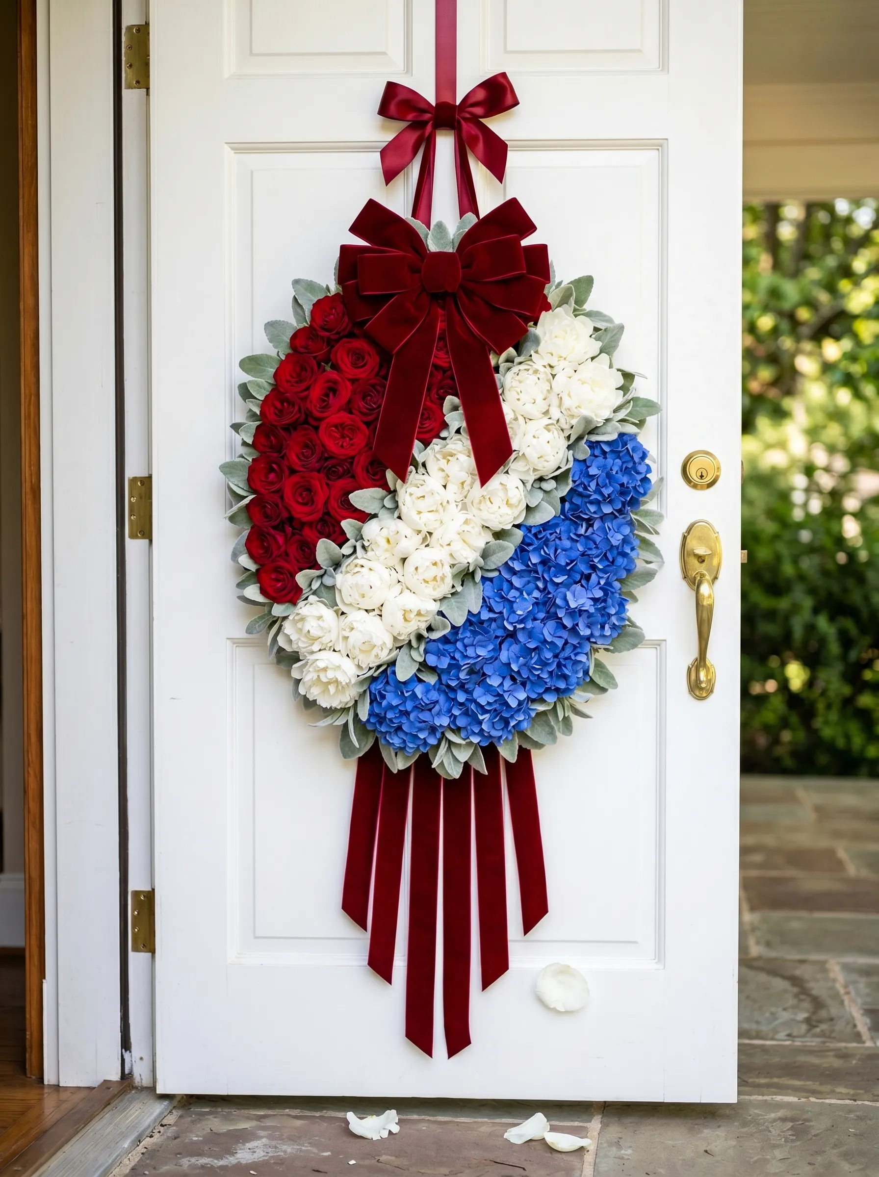 The Oversized Vertical Oval Wreath With Velvet Bow