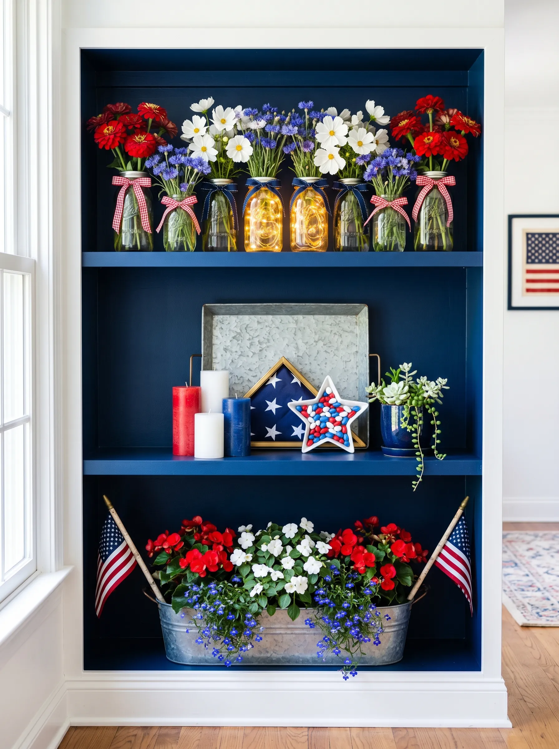 Navy Built-In Bookcase