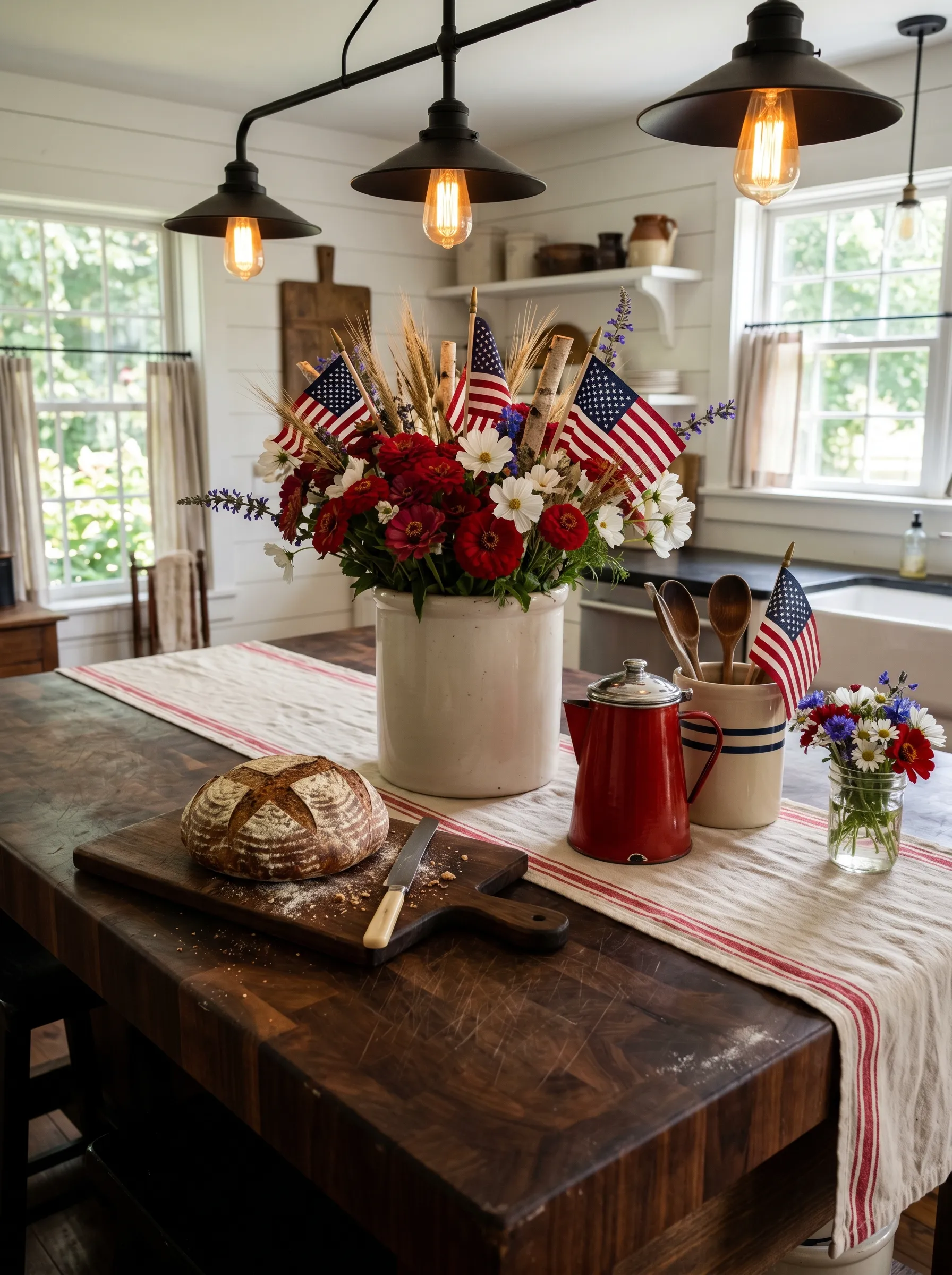 The Farmhouse Kitchen Island Styled for July