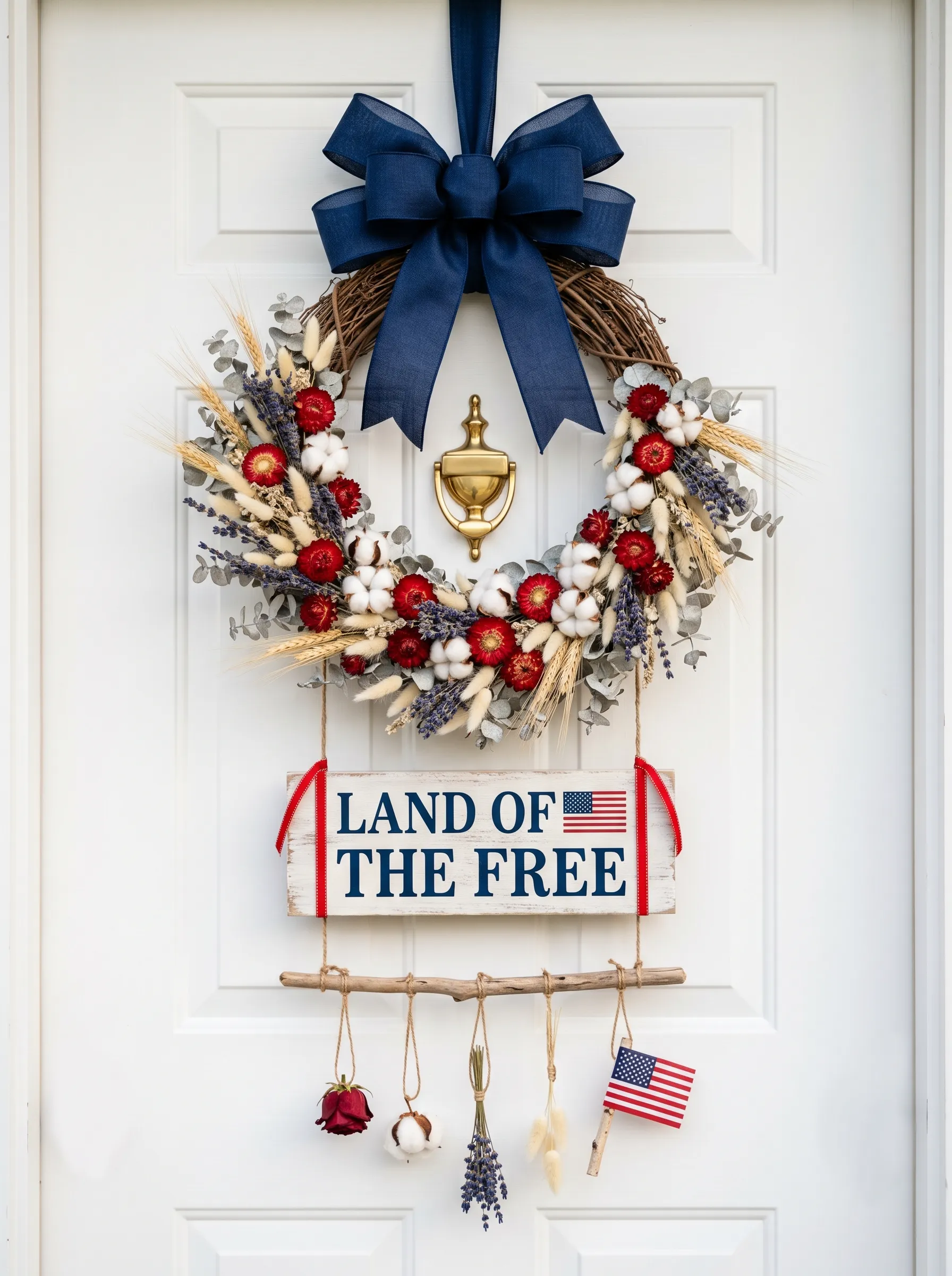The Dried Botanical Wreath With Hanging Sign and Twig Gallery